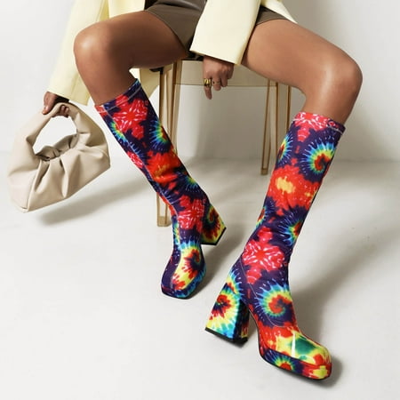 Summer Saving Clearance AXXD High-Heels Knee High Boots  Ladies Walking Shoes Women Packer Boots Fall Soft Cowboy Boots For Women Over-the-Knee Shoes