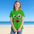 thumbnail image 6 of Bainana Teen Girls Boys Summer Tshirt Cartoon Print Short Sleeve Lapel Collar Shirts Cute Fashion Little Kids School Holiday Casual Dailywear Green Size 13-14 Years, 6 of 6