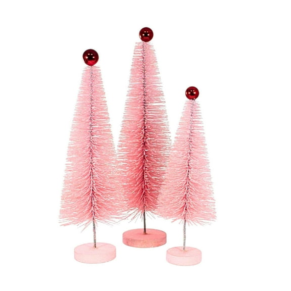 Cody Foster 18.00In Pink Glitter Trees 3 Pc Set, Sisal, Christmas Village Decorate Cd1962p