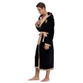 thumbnail image 4 of PajamaX Men's Hooded Fleece Bathrobe Plush Long Spa Robe (L, Yellow), 4 of 6