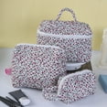 thumbnail image 5 of Quilted Makeup Bag with Zipper Large Flower Toiletry Storage Handbag for Women, 5 of 16