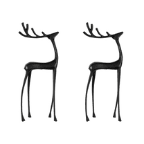 2025 Christmas Decorations - Set of 2 Black Reindeer Statues - Modern Xmas Figurines - Elegant Indoor Holiday Decor - Table Centerpieces - Ideas for Mantel Living Room Bedroom Office (Small*2)