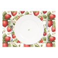 thumbnail image 2 of Strawberries with Floral 4 PCs Placemats Set Linen Non-Slip Table Mat Rectangular Washable for Dining Kitchen Party 12"x18", 2 of 8