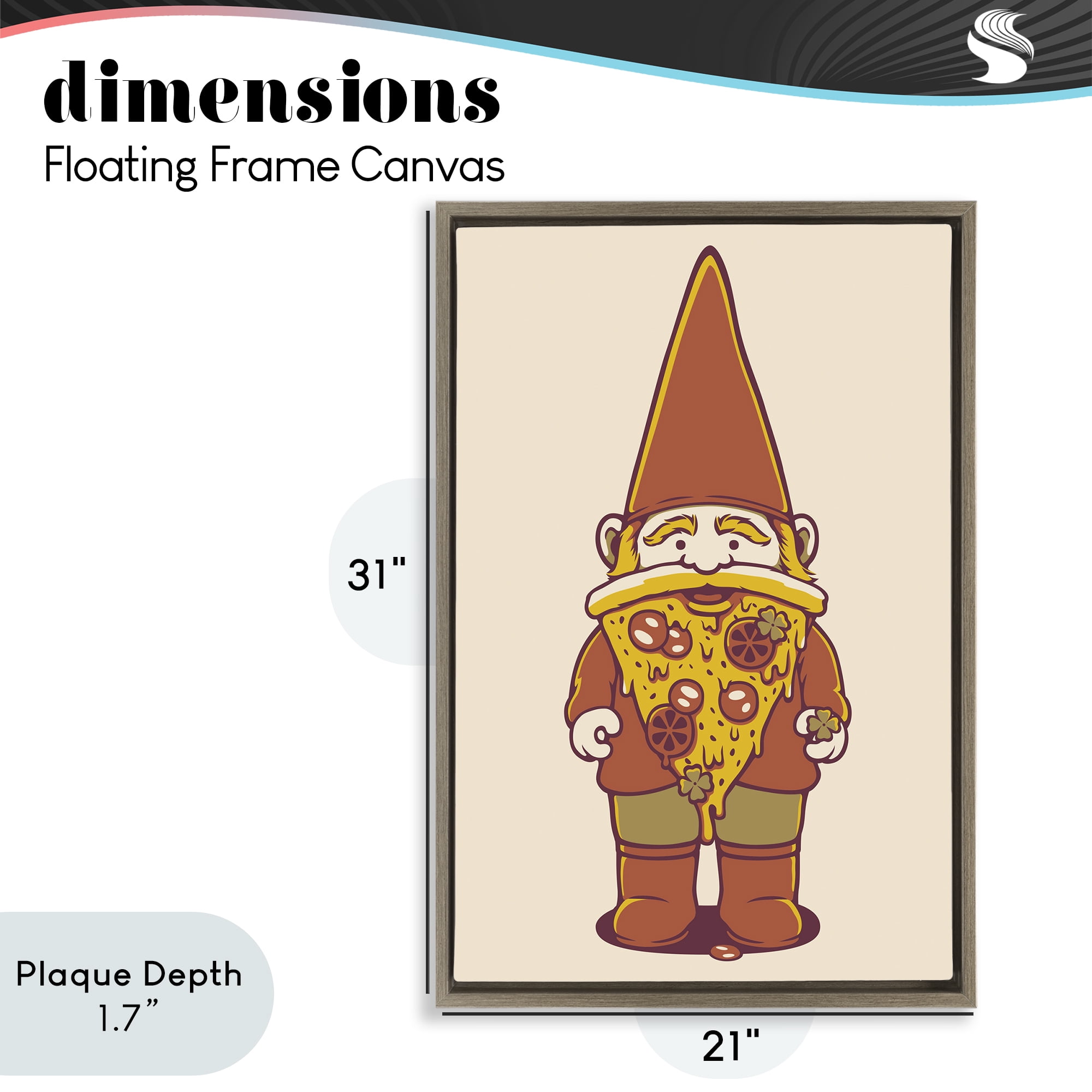 Stupell Industries Happy Pizza Gnome Brown Framed Floater Canvas Wall Art, design by Tobe Fonseca