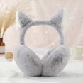 thumbnail image 2 of SUXIAN Cute Cat Earmuffs Winter Warm Outdoor Headband Ear Covers for Cold Weather Hair Accessories Grey One Size, 2 of 3
