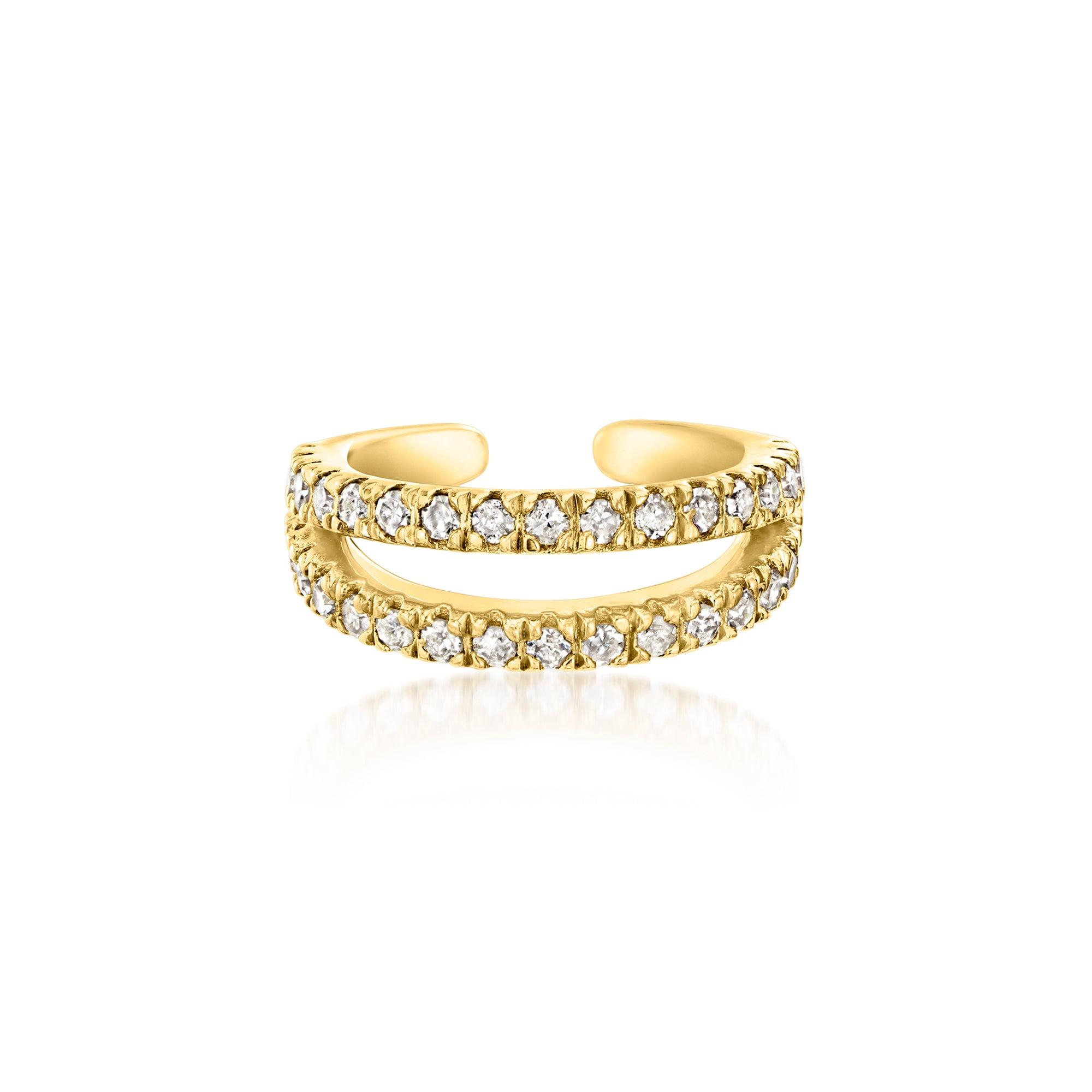 Ross-Simons 0.20 ct. t.w. Diamond Double-Row Single Ear Cuff in 18kt Gold Over Sterling, Women's, Adult