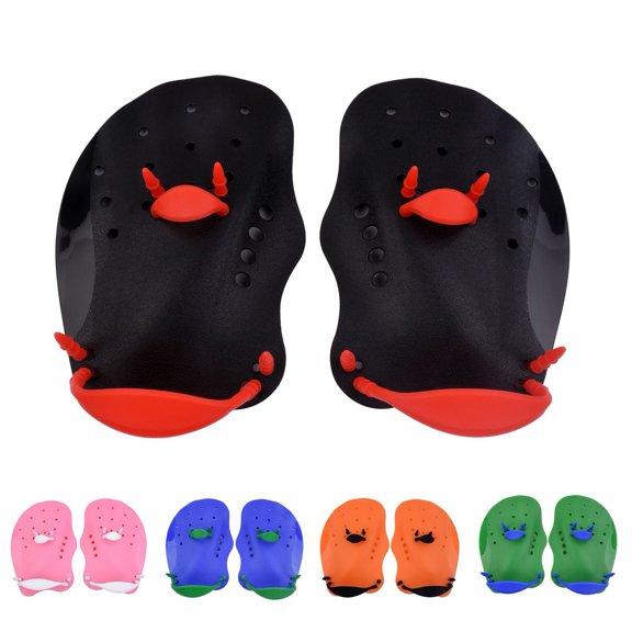 Tnobhg 1 Pair Beginner Hand Paddles Swimming Fins with Strap Ergonomic Shape Ultralight Swim Training Children Diving Aid Tool