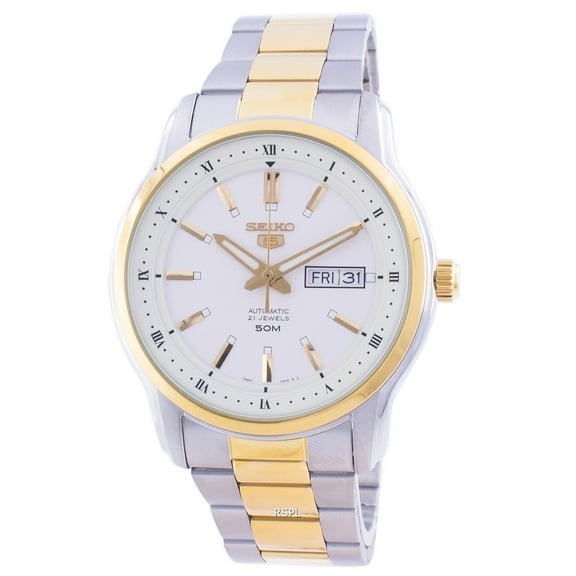 Seiko Series 5 Automatic White Dial Two-tone Men's Watch SNKP14K1S