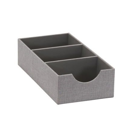 Household Essentials Grey 727-1 Deep 3 Section Drawer Organizer Box for Storage | 12 in x 6.13 in x 3.13 C33