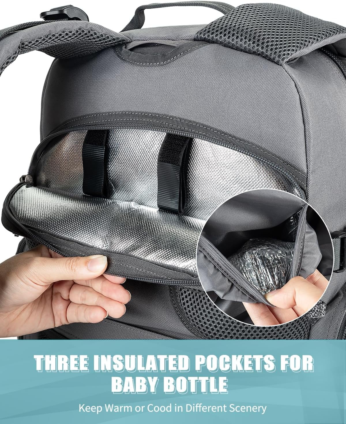 SHARKMOUTH Dad Diaper Bag Backpack - Military Baby Gear Backpacks with Daddy Patches Gray