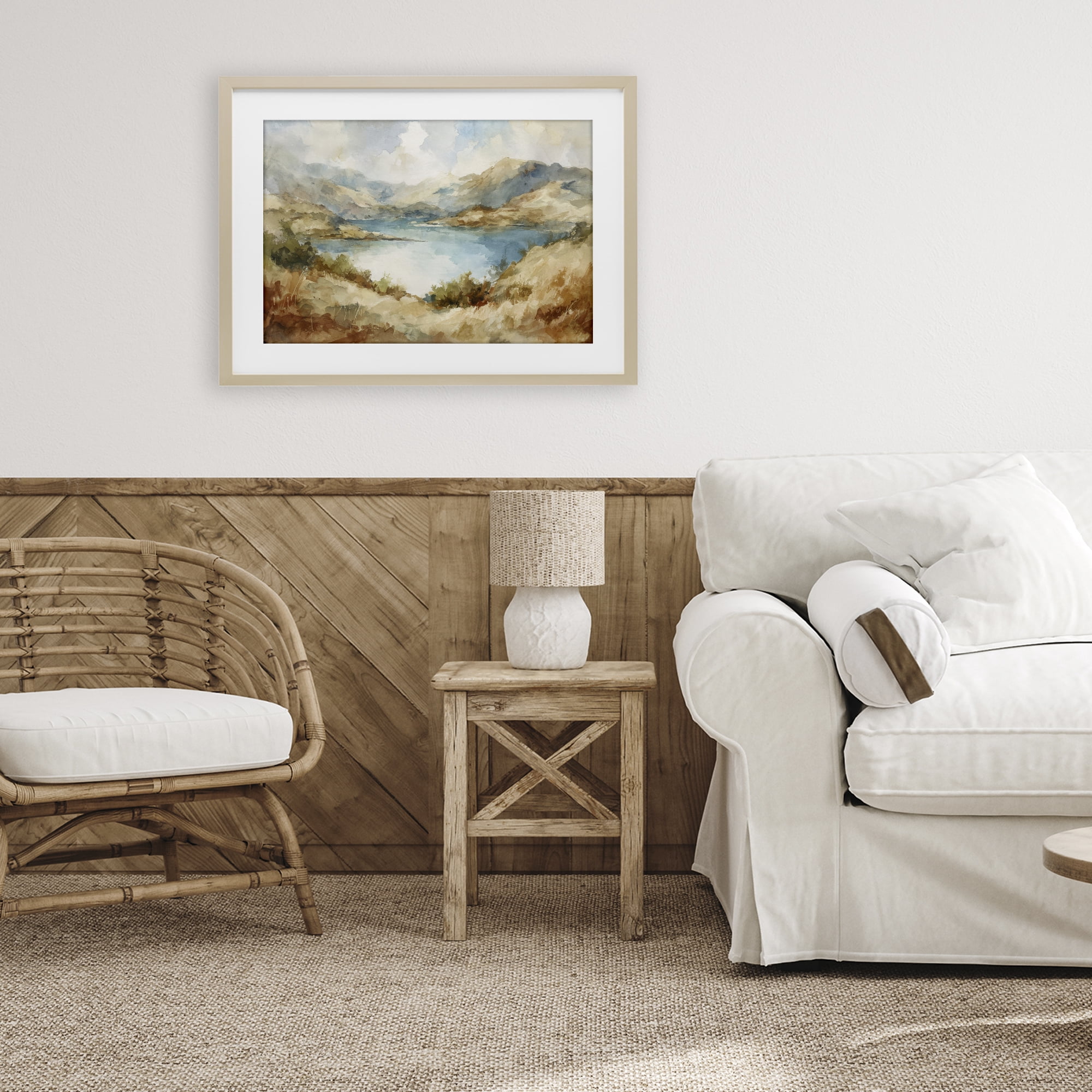 Stupell Industries Secret Mountain Lake Panorama Birch Framed Print Under Glass, design by Petal Prints Design