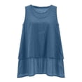 thumbnail image 3 of WCJM Women's Tanks Flowy Chiffon Sleeveless Blouse for Women Double Layers Crewneck Tank Top Ladies Summer White Tunic Shirt（Blue,S）, 3 of 7