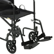 Drive Medical Transport Wheelchair Steel 17 inch Seat Width x 16D 250 lbs. Weight Capacity TR37E-SV, 1 Ct