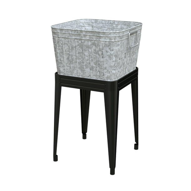 Expert Gardener Galvanized Metal Silver Elevated Tub Planter Walmart