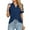 Blue, variant on Women's Summer Short Sleeve T-shirt Fashion Casual Cotton Blouses Classic Lapel Pocket Shirts Top