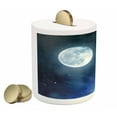 thumbnail image 2 of Moon Piggy Bank, Night Sky with Stars Full Moon Universe Space Heavenly Bodies Romantic Evening, Ceramic Coin Bank Money Box for Cash Saving, 3.6" X 3.2", Black Blue White, by Ambesonne, 2 of 4