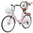 thumbnail image 4 of Ktaxon 24 Inch Folding Beach Cruiser Bike, 7 Speed Womens Bike with Foldable Basket, Lock & Rack, Pink, 4 of 8