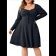 thumbnail image 1 of Vestido Casual de Mujer de Talla Grande con Cuello Cuadrado, Larga y Canalé. Gris Oscuro XXL, 1 of 9
