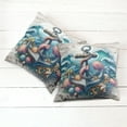 thumbnail image 2 of Ambesonne Nautical Throw Pillow Cover Pack of 2, Underwater Around Anchor, 2 Pcs-40"x40", Teal Pink and Coconut, 2 of 5