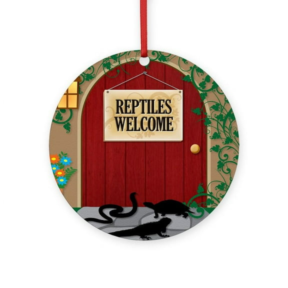 CafePress - Reptileswelcome9 - Round Wood Ornament 4"