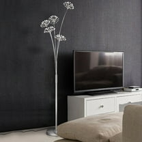 Modern LED Floor Lamp, Modern Multi-Head Standing Reading Lamp, Crystal Dandelion Floor Lamp, Chrome-Plated Bedroom Floor Lamp with Pedal Switch, Living Room and Bedroom