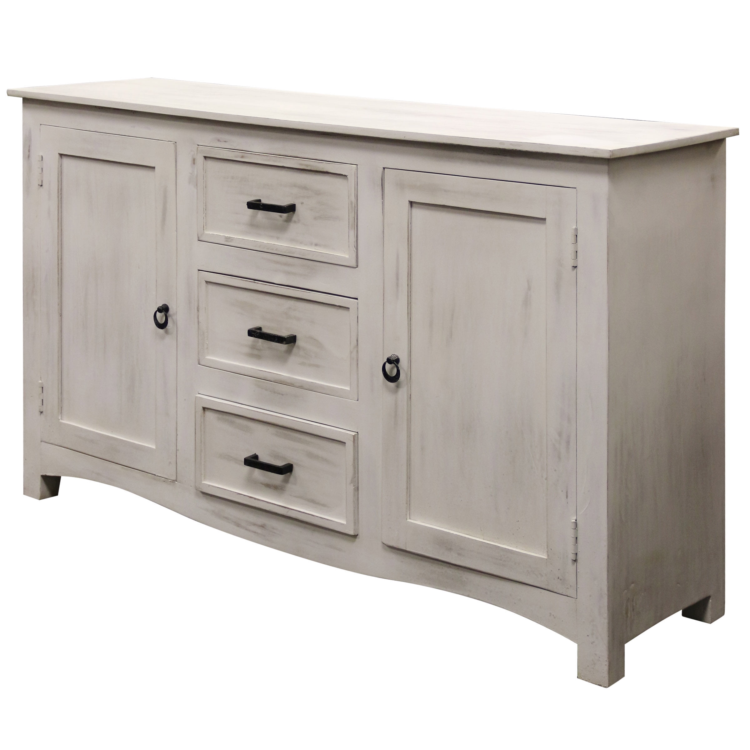 GwG Outlet Mango Wood Sideboard in Distressed White Wash Finish
