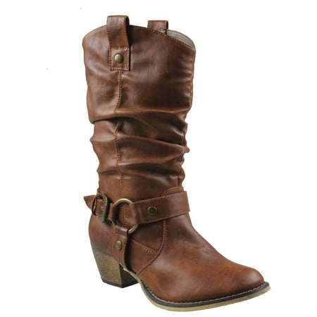 Western Style Boots - Refresh Women WILD-02 Western Style Cowboy Boots
