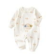 thumbnail image 2 of Newborn Baby Girls Boys Cotton Romper Long Sleeved Warm Jumpsuit With Long Sleeves and Crawling Clothes White A 9 Months, 2 of 4