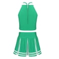 thumbnail image 2 of YONGHS Kids Girls Cheerleading Outfit Sleeveless Tops Pleated Skirt Set 6-16 Green 8, 2 of 7
