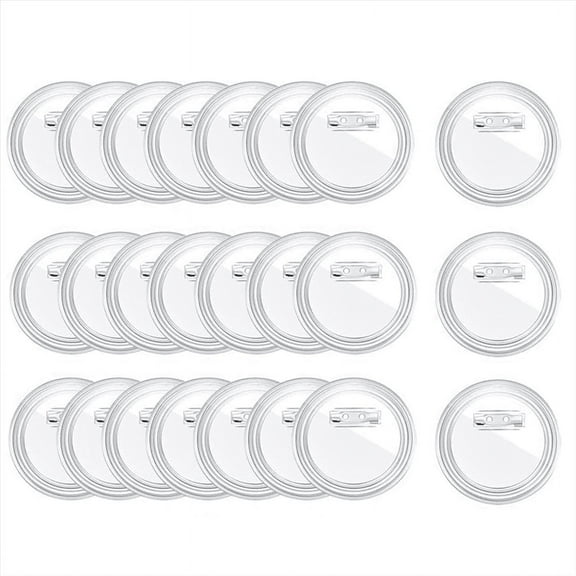 3 Inch Acrylic Button Pins Clear Plastic Badges Pin Craft with Blank Photo Buttons Pin, 25 Pack