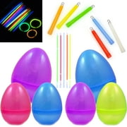 Jumbo 8-Inch Glittered Easter Egg With Light Up Glow Sticks - Light Up The Party With 8-Inch and 6-Inch Glow Sticks - Perfect Easter Basket Fillers, Party Favors, and Halloween Toys - Fun For Everyone
