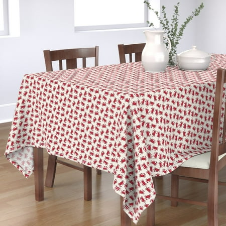 

Cotton Sateen Tablecloth 70 x 120 - Red Crab Scale Ocean Life Sea Beach Nautical Print Custom Table Linens by Spoonflower