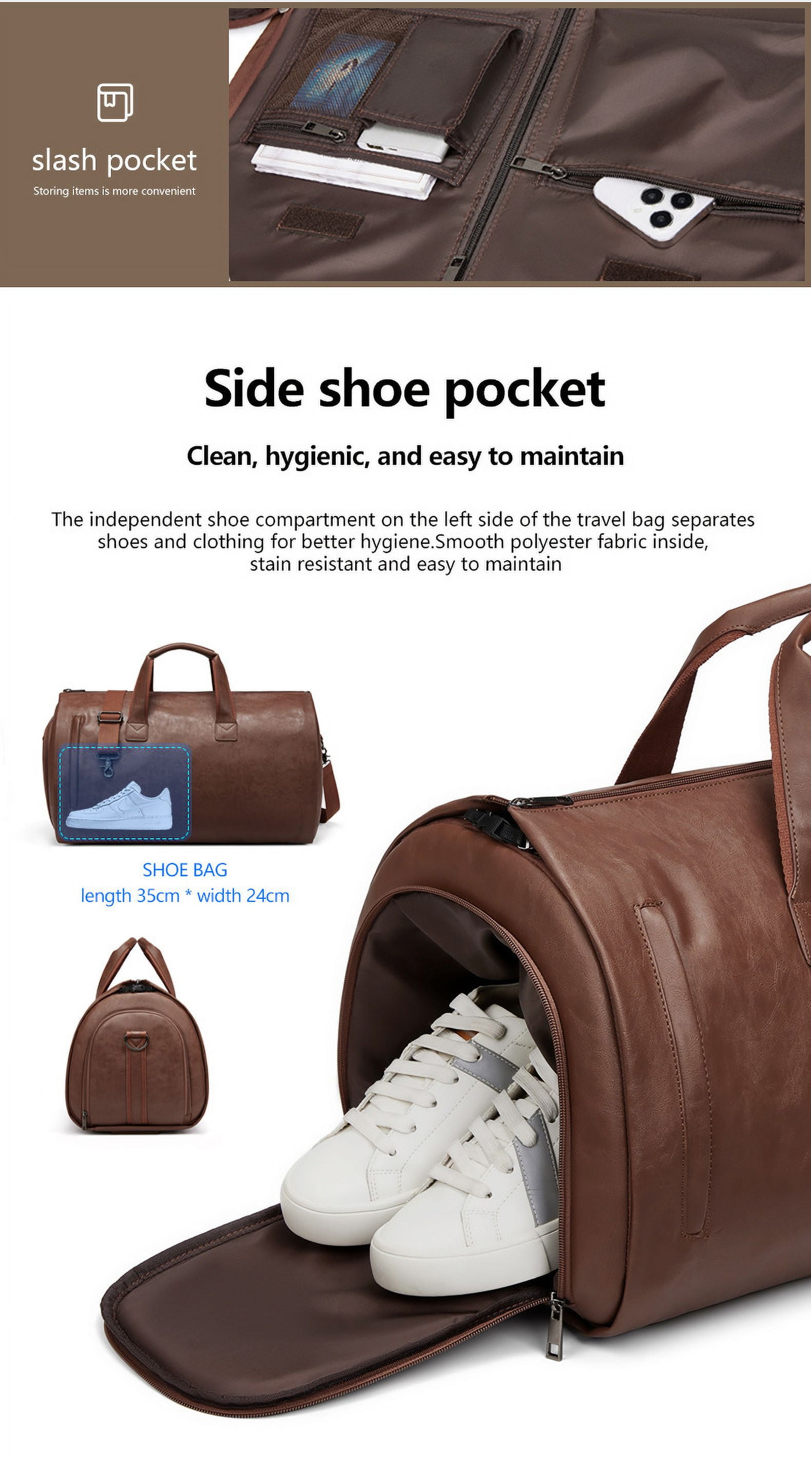 Rolling Duffel Bag with Wheels, Suit Bag,Large Capacity Toiletry Bag,Luggage Bag with Shoe Pouch for Men Women