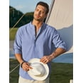 thumbnail image 4 of COOFANDY Men's Cotton Linen Shirts Long Sleeve Casual T-Shirts Hippie Summer Beach Tops, 4 of 6