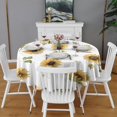 thumbnail image 2 of White Daisy Green Leaf Sunflower Pattern Round Tablecloth 60"x60",Wrinkle Wipeable Table Cloth for Kitchen Dining Room Picnic Patio Party, 2 of 6
