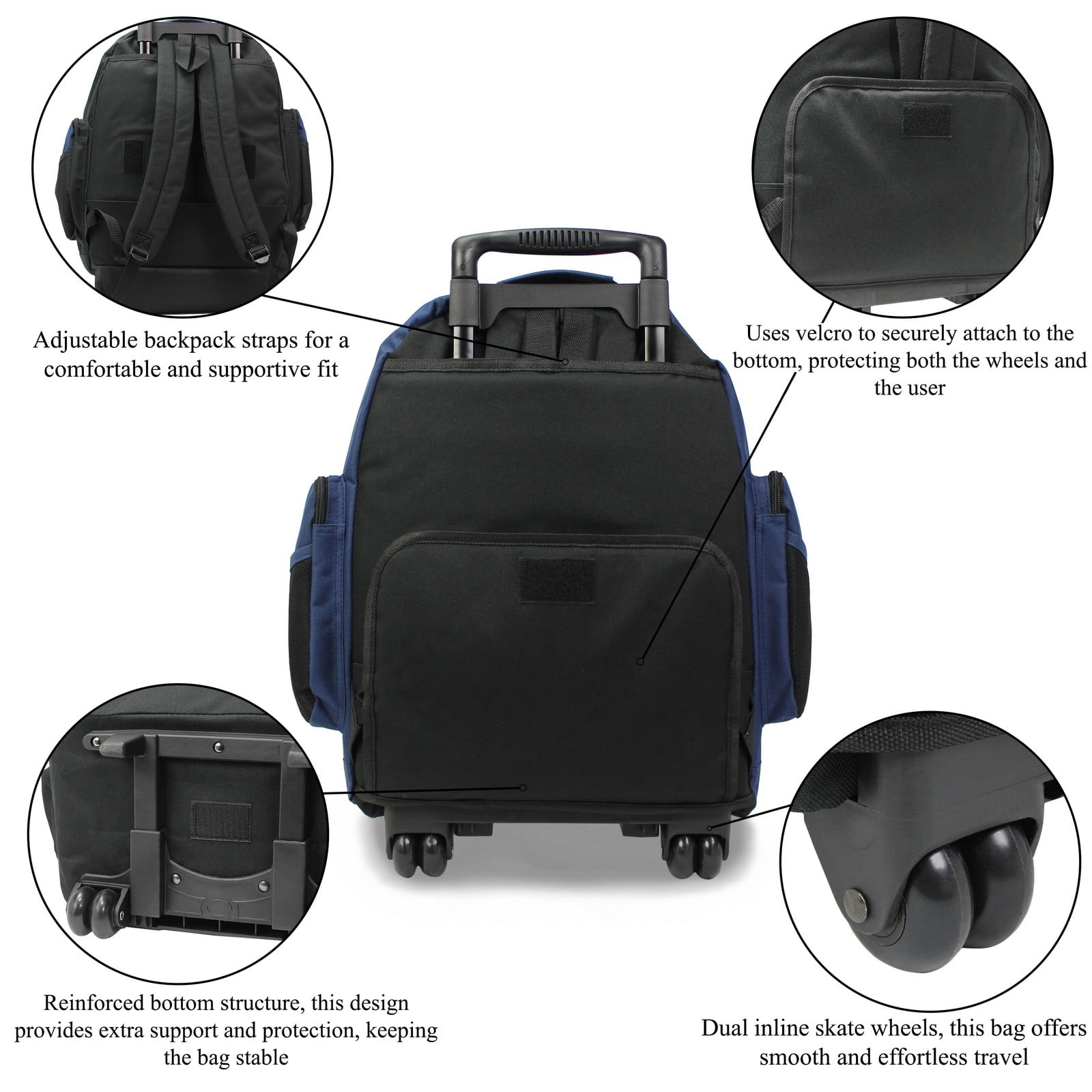 World Traveler Transworld 22-Inch Carry-On Rolling Backpack Airline Approved Size - Navy