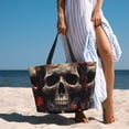 thumbnail image 4 of Yiaed Vintage Butterfly Flower Skull Print Large Capacity Beach Travel Bag - Waterproof Zipper Vacation Tote for Sandproof Storage, and Camping, 4 of 5