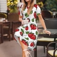 thumbnail image 3 of Haiem Hand Drawn Strawberry Pattern Women's Short-Sleeve Scoop Neck Swing Dress, 3 of 6