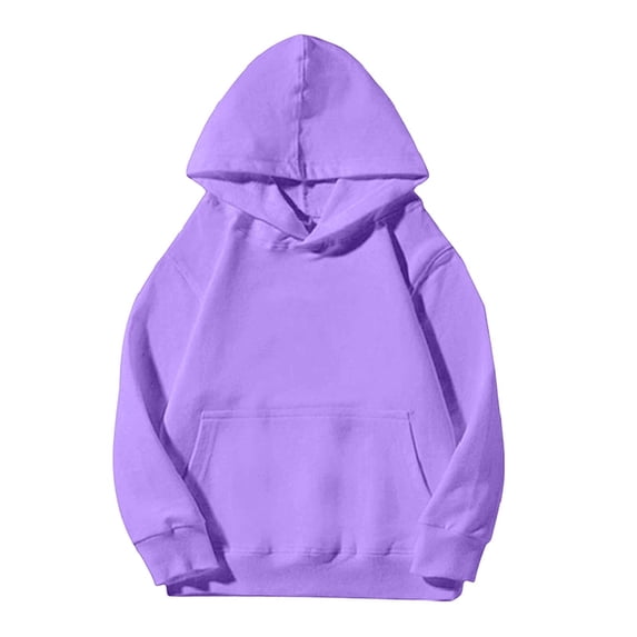 Squevariel Hoodies Shirt for Boys and Girls Long Sleeved Pullover Top Round Neck Solid Color Top Sweatshirt(3-13 Years)