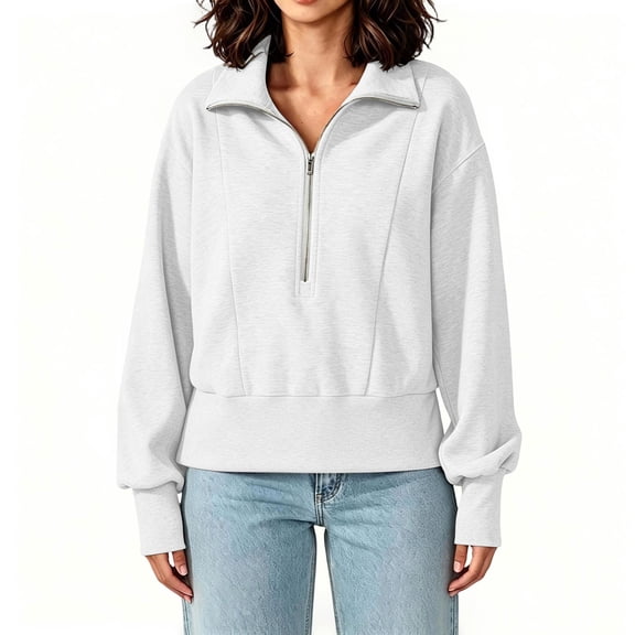 BUIGTTKLOP Cropped Sweatshirts for Women Half Zip Lightfleece Lined Pullover Tops Fall Fashion Clothes 2026