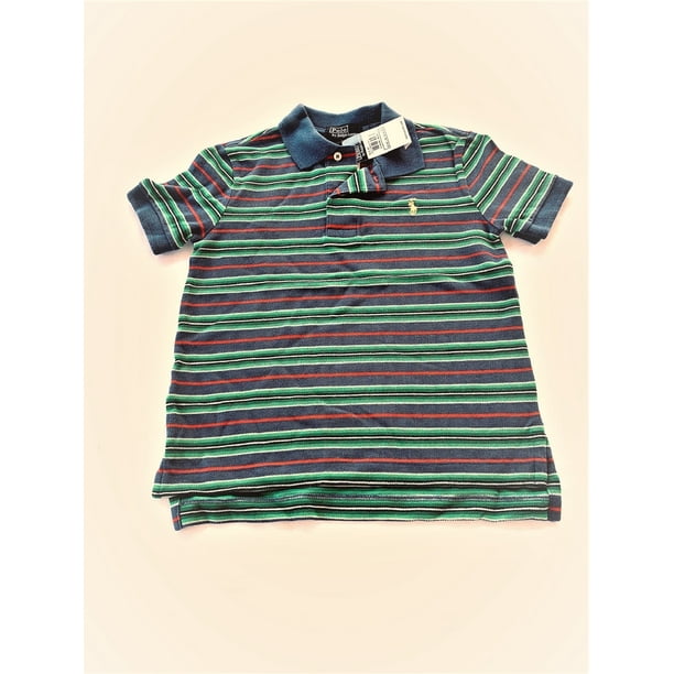 Polo Ralph Lauren Boy's Short Sleeve Polo Shirt, Size 4/4T, Green/Striped -  