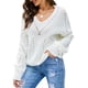 thumbnail image 1 of Suéteres de punto para mujer Cuello en V Ahueca hacia fuera Suéteres de punto casuales de manga Irfora Camiseta de manga corta, 1 of 7