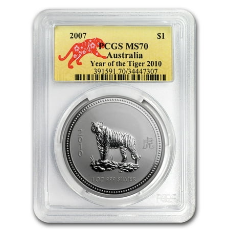 2010 Australia 1 oz Silver Tiger MS-70 PCGS (Series I)