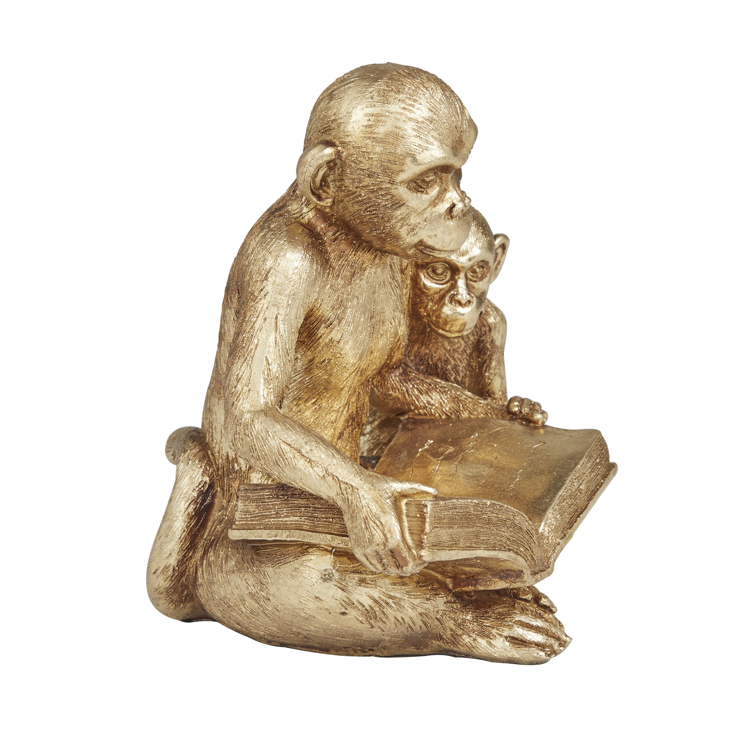 9" x 7" Gold Polystone Monkey Sculpture, by DecMode