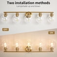 thumbnail image 5 of Deyidn 5 Light Gold Bathroom Vanity Light with White Globe Glass Shade Modern Bathroom Wall E26 Bulb, 5 of 7