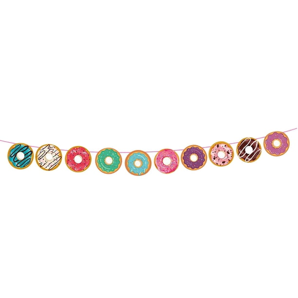 Adornos para tarta de feliz cumpleaños, letras "feliz cumpleaños", pancartas, banderas para fiestas, colgantes Donut Banner 1pc