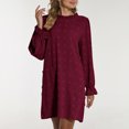 thumbnail image 7 of BangWanChi Long Dresses for Women Red White and Blue Dress for Women Long Dresses for Women Women Casual Fashion Solid Bubble Embroidered Furball Loose Long Sleeve Round Neck Dress, 7 of 7
