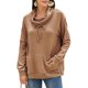 thumbnail image 2 of Sudadera con capucha informal de manga larga con cordón y bolsillos para mujer, color marrón, 2 of 6