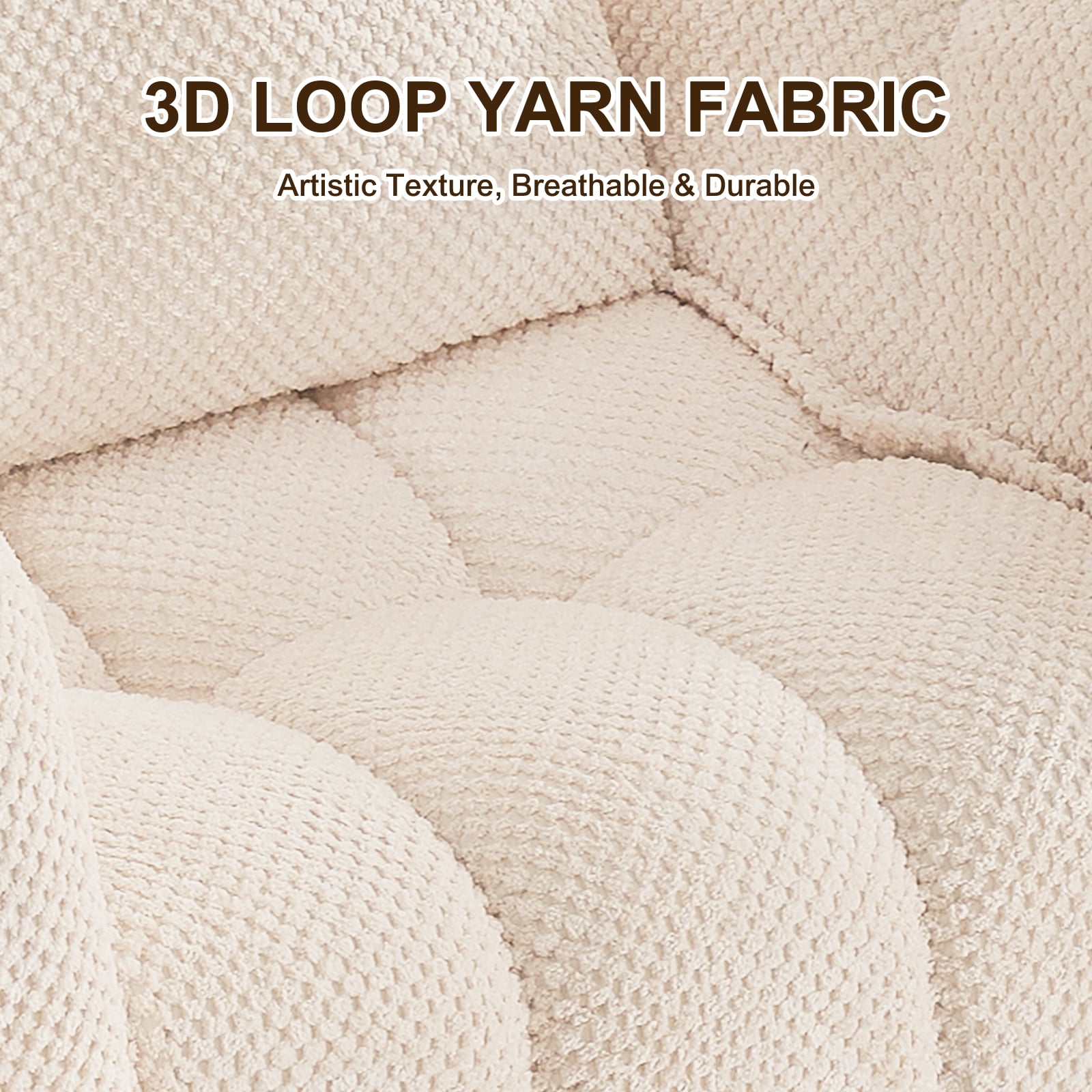 Furniliving Bean Bag Chair for Adults, Oversized Lazy Floor Sofa with Armrests, No Assembly Required, Pumpkin Shaped Bean Bag Sofa for Living Room, Bedroom Apartment Office(Beige)
