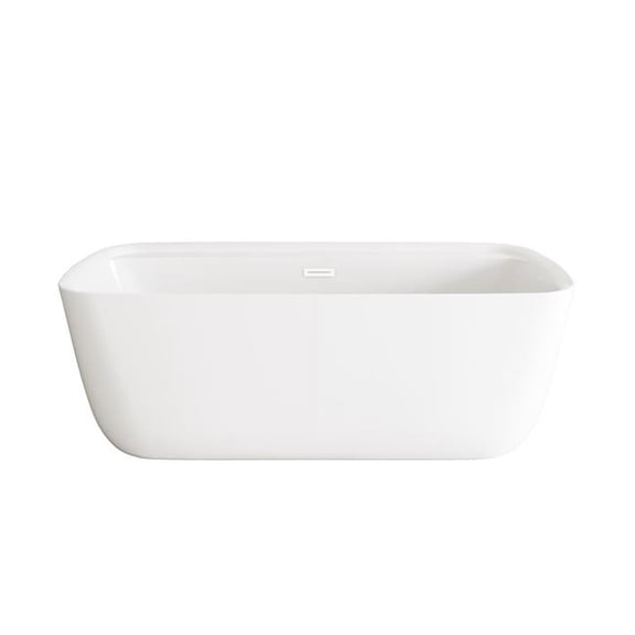 Elegant Kitchen & Bath BT10567GW-WHT 67 in. Soaking Bathtub, Glossy White with Polished White Trim